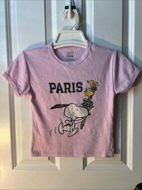 Peanuts Pink Snoopy Paris Tee - Yellow Accent Sz M Kids /Teen from   2004